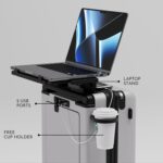 Carry-on PRO (56cm) Cabin Trolley Bag & Free Backpack, Laptop Stand, TSA Lock, Apple AirTag Slot, Phone Stand, Cup Holder, 8 Lockable Wheels, Polycarbonate Hard-Shell (T7 Standard, Snow) - Image 4