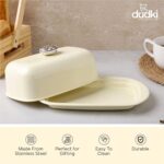 Dudki Stainless Steel Butter Dish Storage Box Organizer with Ceramic Knob Design , (500 Gram) (Ivory Colour) - Image 5