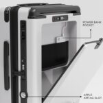 Carry-on PRO (56cm) Cabin Trolley Bag & Free Backpack, Laptop Stand, TSA Lock, Apple AirTag Slot, Phone Stand, Cup Holder, 8 Lockable Wheels, Polycarbonate Hard-Shell (T7 Standard, Snow) - Image 8