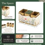 Brick Brown® Premium Metal Triflora Cutlery Holder – Spoon Stand for Kitchen | Spoon Holder for Dining Table | Wooden Caddy Storage Organizer | Stand Caddy Holder for Kitchen Utensils (6.3x8x9.5in) - Image 5