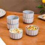 Nestasia Set of 6 Ceramic Serving Bowl 200ml | Floral | Serving Snacks, Nuts, ice-Creams, katori for Dal or Curry - Image 5