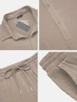 CHKOKKO Men Training Suit Solid Polyester Summer Co-Ord Set With Polo Neck - Image 6