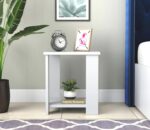 Enigmatic Woodworks Wooden Modern End Table, Home Decor for Living Room Plant Stand, Bed Side Table I Finish-Suede DIY (ET-01 White) - Image 3