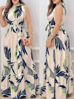 Monrav Women's Casual Sleeveless Dress with Botanical Print(MS-2602) - Image 4