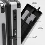 Carry-on PRO (56cm) Cabin Trolley Bag & Free Backpack, Laptop Stand, TSA Lock, Apple AirTag Slot, Phone Stand, Cup Holder, 8 Lockable Wheels, Polycarbonate Hard-Shell (T7 Standard, Snow) - Image 9