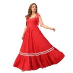 Women's Elegant Long Maxi Gown with Shoulder Ribbon Tie-Up, Stylish & Trendy - Fit and Flare Sleeveless Square Neckline Western Dress, Casual Dress for Women - Image 14