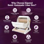 Semi-Automatic Cat Litter Box | Quick Clumping in 7 Seconds | Easy Cleaning Pet Toilet | Multi-Cat Friendly | Washable and Large Capacity Litter Tray | Beige - Image 2
