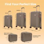 AMERICAN TRAVELLER Goldie ABS 5 Pcs Set Trolley Luggage Bags Combo | Pink Gold Coated | Dual Carry Suitcase | TSA Type Lock | 8 Spinner Wheels | Satin Lining | 730 Days Warranty (5, Khaki) - Image 6
