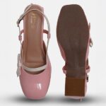 JM LOOKS Women's Glossy Buckle Strap Mary Jane Block Heel with Bow Detail - Image 6