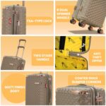 AMERICAN TRAVELLER Goldie ABS 5 Pcs Set Trolley Luggage Bags Combo | Pink Gold Coated | Dual Carry Suitcase | TSA Type Lock | 8 Spinner Wheels | Satin Lining | 730 Days Warranty (5, Khaki) - Image 8