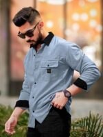 Maniac Mens Solid Collared Neck Full Sleeve Biscuit and Black Cotton Shirt - Image 11