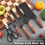 Luxury 6 in 1 Wooden Coating Knife Set Light Wood Grain Handle Anti-Rust Non-Stick Stainless Steel Sharp Edge with 4 Knifes, 1 Stand, 1 Scissor for Hotel, Travel, Meat, Fruits (Khaki) - Image 17