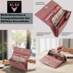 ALSU Women's Wallet Peach | Made with Vegan Leather Material | Carefully Handcrafted | Clutch Purse with Multiple Compartments, Phone, 6 Card Slots & Zipper Pocket with Button Closure (jln-008pch) - Image 6