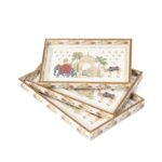 DULI Set of 3 MDF Wood Trays Enamel Coated| Rectangle Trays Set of 3 | Serving Trays | Wooden Tray | Kitchen&Dining Decorative | Resin Tray | 12x8 11x7 & 10x6 inches (SmSetof3Rct-CamelElephant) - Image 4