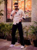 Maniac Mens Solid Collared Neck Full Sleeve Biscuit and Black Cotton Shirt - Image 6