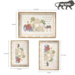 DULI Set of 3 MDF Wood Trays Enamel Coated| Rectangle Trays Set of 3 | Serving Trays | Wooden Tray | Kitchen&Dining Decorative | Resin Tray | 12x8 11x7 & 10x6 inches (SmSetof3Rct-CamelElephant) - Image 2