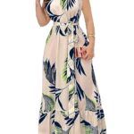 Monrav Women's Casual Sleeveless Dress with Botanical Print(MS-2602)