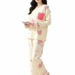Korean Style Women’s Night Suit|| Cute Printed Pajama Set with Half Sleeve Top & Pants|| Soft Cotton Loungewear