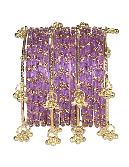 RAINDR Swara Creations Kashmiri Ghungroo Raindrop Bangles Combo Set | for Women and Girls|Set of 16 Pcs (SKU417) - Image 1