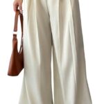 Aahwan Grey Solid High Waist Straight Korean Loose Pleated Wide Leg Trouser for Women's & Girl's