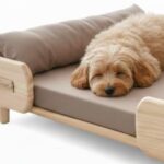 Wooden Small Dog Bed with Cotton Cushion and Mattress | Dog Furniture Wooden Luxury Pet Bed for Small Dogs and Cats | 24×18×6 inch (2×1.5 feet)