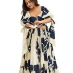 Modestouze Attires Dress for Woman | Western Dress for Women | Stylish Maxi Wear | Long One Piece | Floral Printed Frock for Womens Gown | Maxi Outfit | 3/4 Sleeves Wear for Party, Vacation & Beach
