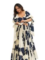 Modestouze Attires Dress for Woman | Western Dress for Women | Stylish Maxi Wear | Long One Piece | Floral Printed Frock for Womens Gown | Maxi Outfit | 3/4 Sleeves Wear for Party, Vacation & Beach