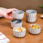 Nestasia Set of 6 Ceramic Serving Bowl 200ml | Floral | Serving Snacks, Nuts, ice-Creams, katori for Dal or Curry