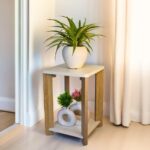 Beautiful Wooden Side Table/End Table/Plant Stand/Tea Table/Stool Living Room Furniture Square Shape (17 Inch Height) (Wooden Light V2)