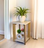 Beautiful Wooden Side Table/End Table/Plant Stand/Tea Table/Stool Living Room Furniture Square Shape (17 Inch Height) (Wooden Light V2)