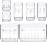 JIALTO Drawer Storage Organizer Set – 7 Piece Multipurpose Plastic Makeup Organizer Box, Cosmetics & Jewelry Storage, Dressing Table Organiser, Kitchen Gadgets Holder, Office Desk Supplies Organizer