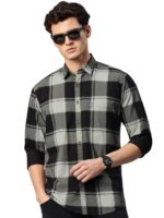 Majestic Man Stylish Slim Fit Cotton Spread Collar Checked Casual Shirt
