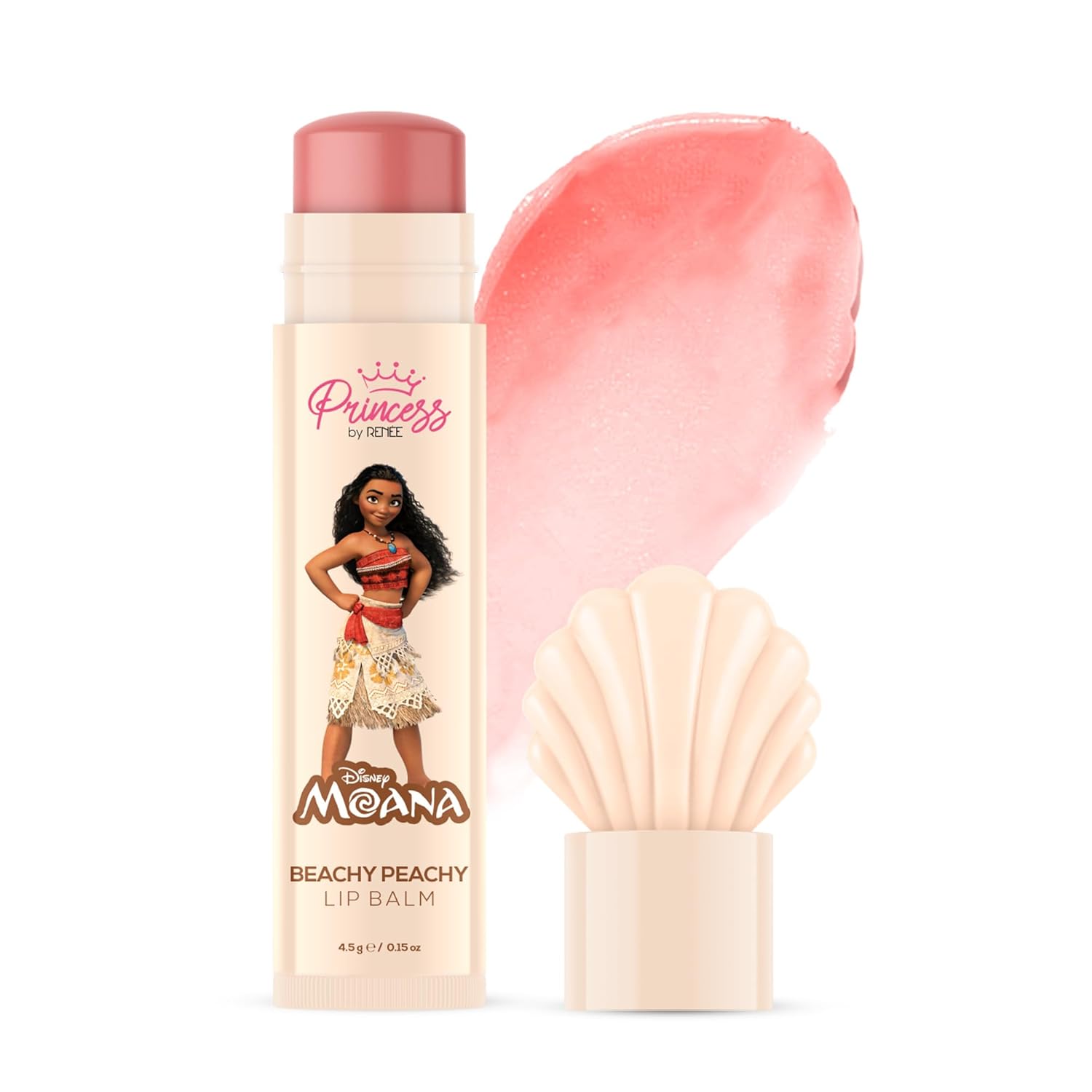 moana RENEE Princess By Disney Moana Beachy Peachy Lip Balm,For Smooth,Nourished &Deep Moisture Lips,Lightweight &Long-Lasting,Soft Peach Tint,Vitamin E,Shea Butter &Sweet Almond Oil Infused,4.5Gm Pack of 1 - Image 1