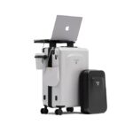 Carry-on PRO (56cm) Cabin Trolley Bag & Free Backpack, Laptop Stand, TSA Lock, Apple AirTag Slot, Phone Stand, Cup Holder, 8 Lockable Wheels, Polycarbonate Hard-Shell (T7 Standard, Snow)