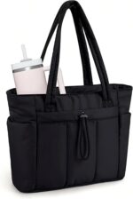 Large Tote Bag for Women | Multi-Pocket Travel Shoulder Bag with Tumbler Pocket | Work, Office, College, Travel & Daily Use Handbag