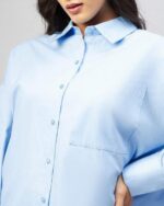 CRAMPLE® Oversize Plain Shirt for Ladies Casual Long Sleeve Blouse for Women - Image 3