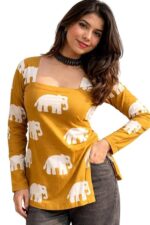 Women’s Cotton Floral Printed Square Neck Straight Short Kurti Top Full Sleeve - Image 7