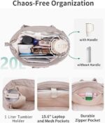 Large Tote Bag for Women | Multi-Pocket Travel Shoulder Bag with Tumbler Pocket | Work, Office, College, Travel & Daily Use Handbag - Image 15