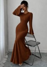 Flared Full Sleeve Fit and Flare Maxi Dress for Women - Image 2