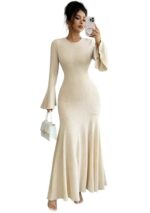 Flared Full Sleeve Fit and Flare Maxi Dress for Women - Image 7