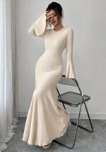 Flared Full Sleeve Fit and Flare Maxi Dress for Women - Image 8