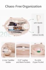 Large Tote Bag for Women | Multi-Pocket Travel Shoulder Bag with Tumbler Pocket | Work, Office, College, Travel & Daily Use Handbag - Image 9