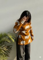 Women’s Cotton Floral Printed Square Neck Straight Short Kurti Top Full Sleeve - Image 8