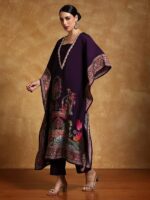 Varanga Women-Zari & Sequin Detailed Ethnic Printed Flared Kaftan With Trouser - Image 3