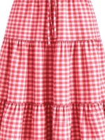 Aahwan Women's Polycotton Maxi Solid Tiered Ruched Elastic Waist Skirt - Image 3