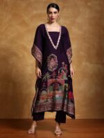 Varanga Women-Zari & Sequin Detailed Ethnic Printed Flared Kaftan With Trouser - Image 2