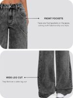 GRECIILOOKS Cargo Jeans for Women – Wide Leg High Waist Baggy Denim Pants | Casual Fit Trousers with Utility Pocket Design - Image 5