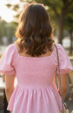 KARMA APPAREL Women’s Stylish Puff Sleeve Ruched Bow Front Top | Trendy Casual Summer Wear for Girls | Soft Lightweight Western Top for Daily & Vacation Outfit - Image 3