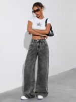 GRECIILOOKS Cargo Jeans for Women – Wide Leg High Waist Baggy Denim Pants | Casual Fit Trousers with Utility Pocket Design - Image 6