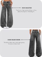 GRECIILOOKS Cargo Jeans for Women – Wide Leg High Waist Baggy Denim Pants | Casual Fit Trousers with Utility Pocket Design - Image 4